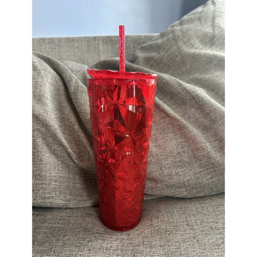 Starbucks Christmas 2023 Red Diamond Prism Crystal Tumbler Cold Cup 24oz Venti - Picture 3 of 7